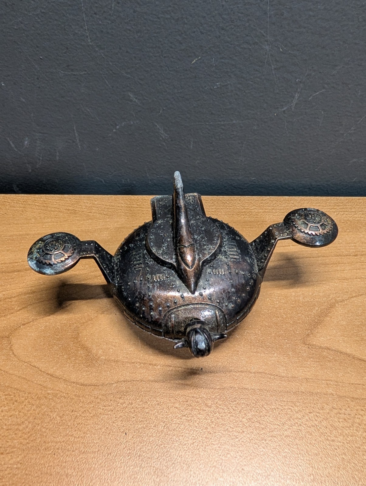 Vintage Metal Pencil Sharpener UFO Robot Grendizer Flying Saucer Spaceship W/box