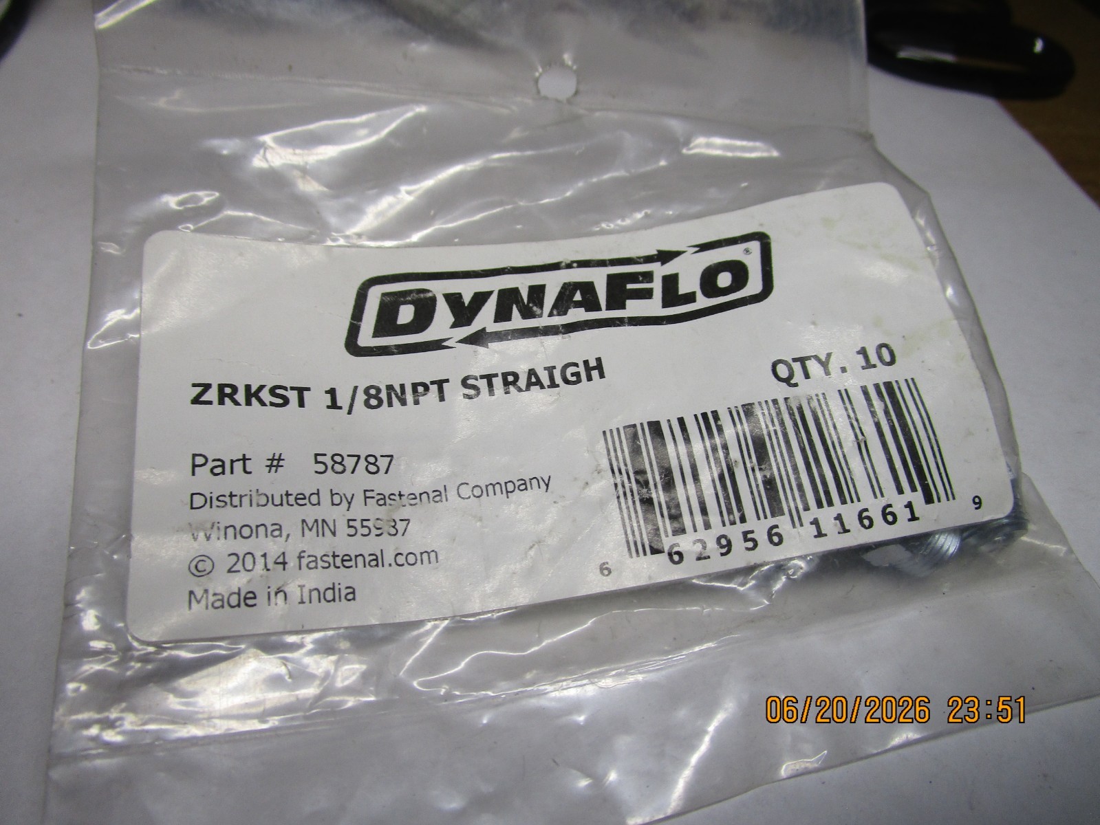 DynaFlo® 1/8"-27 Straight Steel Yellow Zinc Thread Forming Grease Fitting QTY 10