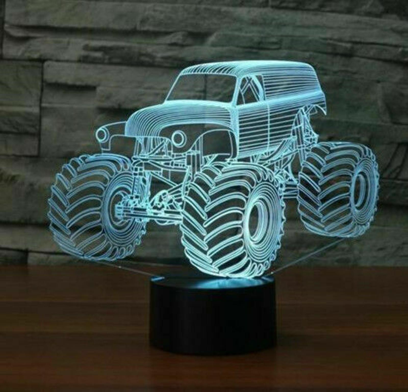 Large Grave Digger Monster Tractor 3D Desk Lamp 7 Changeable Colors Night Light