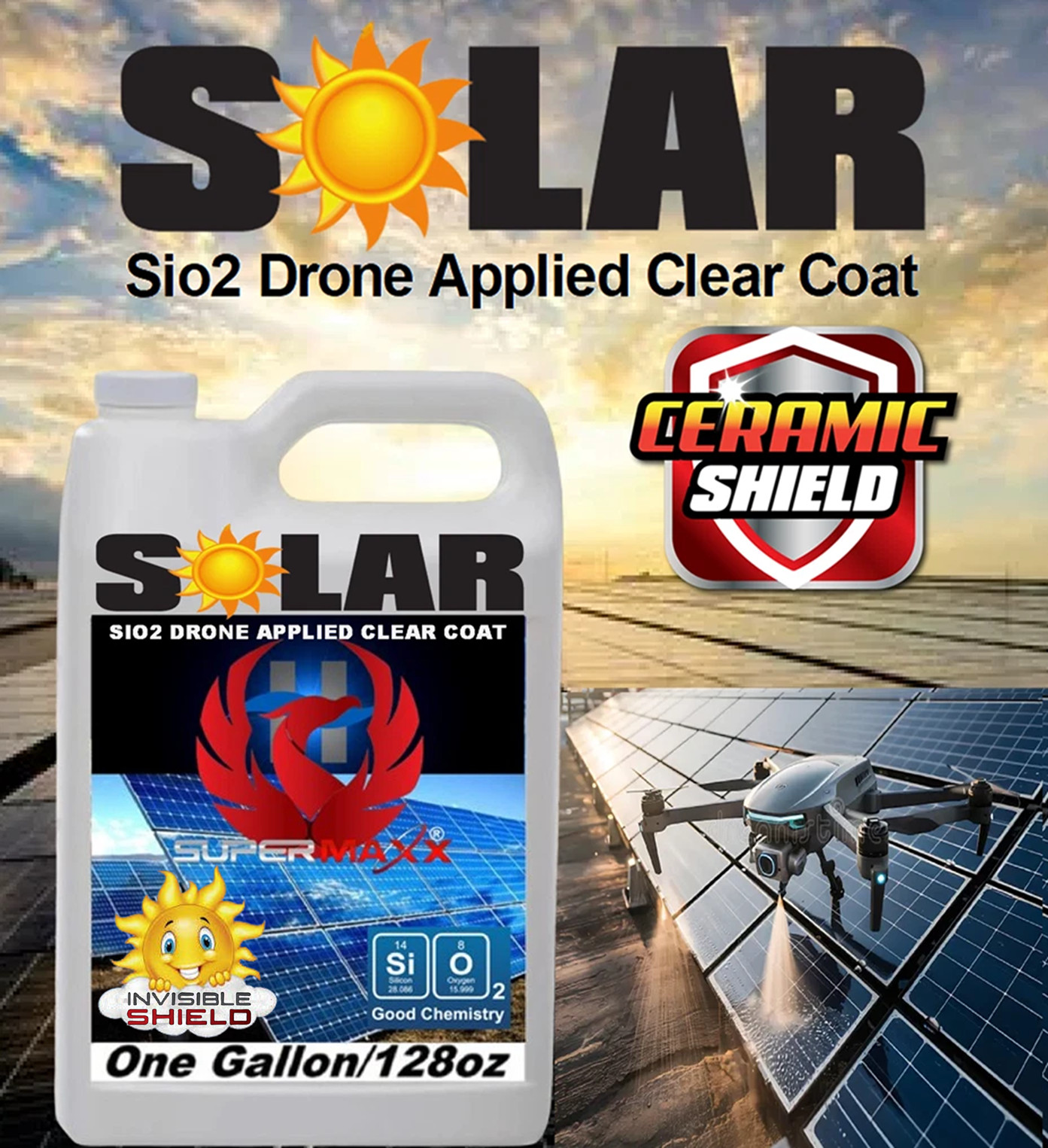 GLASS COATING DRONE APPLIED NANO SOLAR PANEL COATING SPRAY - ONE GALLON