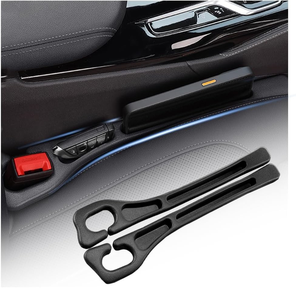 2PCS Car Seat Gap Filler Organizer Storage Slots for Phone Keys Car Interior