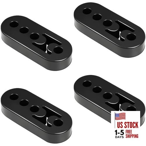 4 PCS Rubber Exhaust Hanger, 4 Holes Adjustable Muffler Hanger, Black 4 Holes