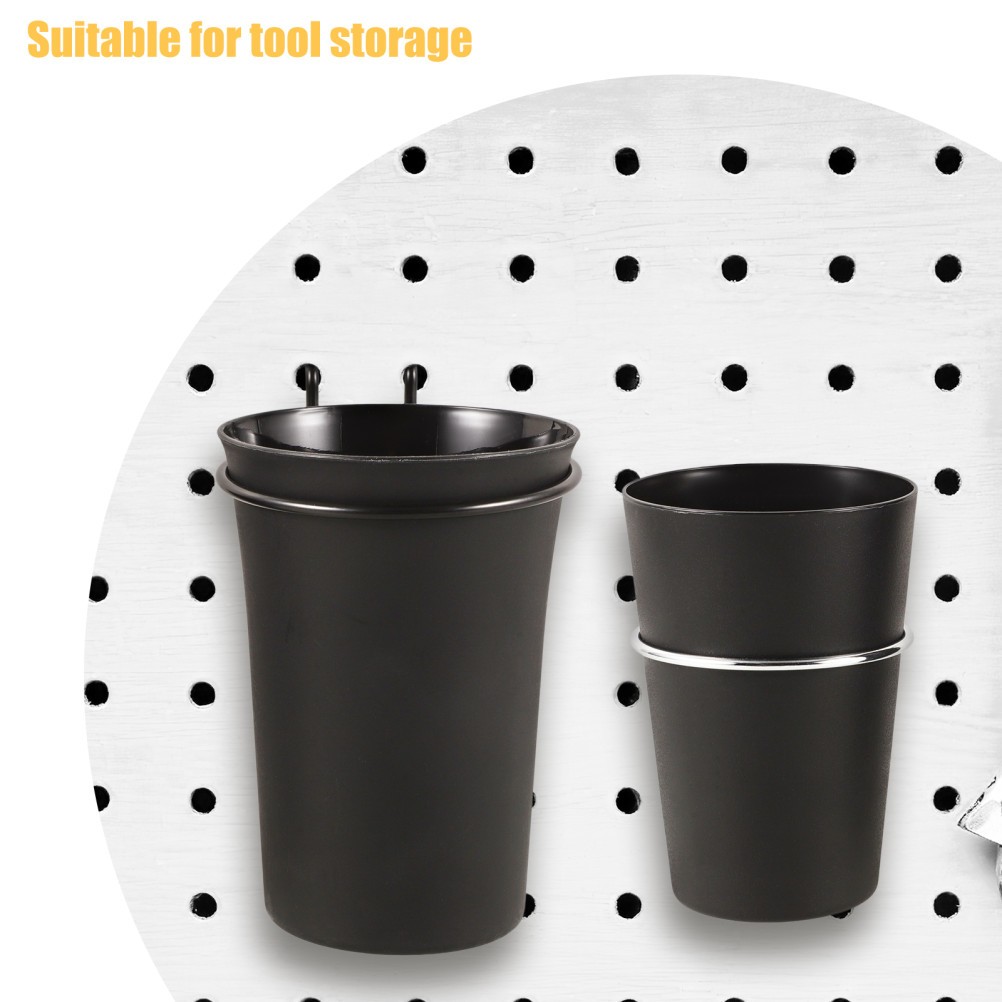2Pcs Multi-Function Pegboard Cup Holders Black Metal Durable for Home Workshop