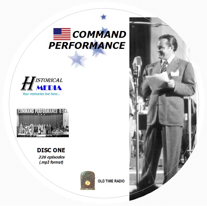 COMMAND PERFORMANCE - 226 Shows Old Time Radio MP3 Format OTR 8 CDs *HI QUALITY*