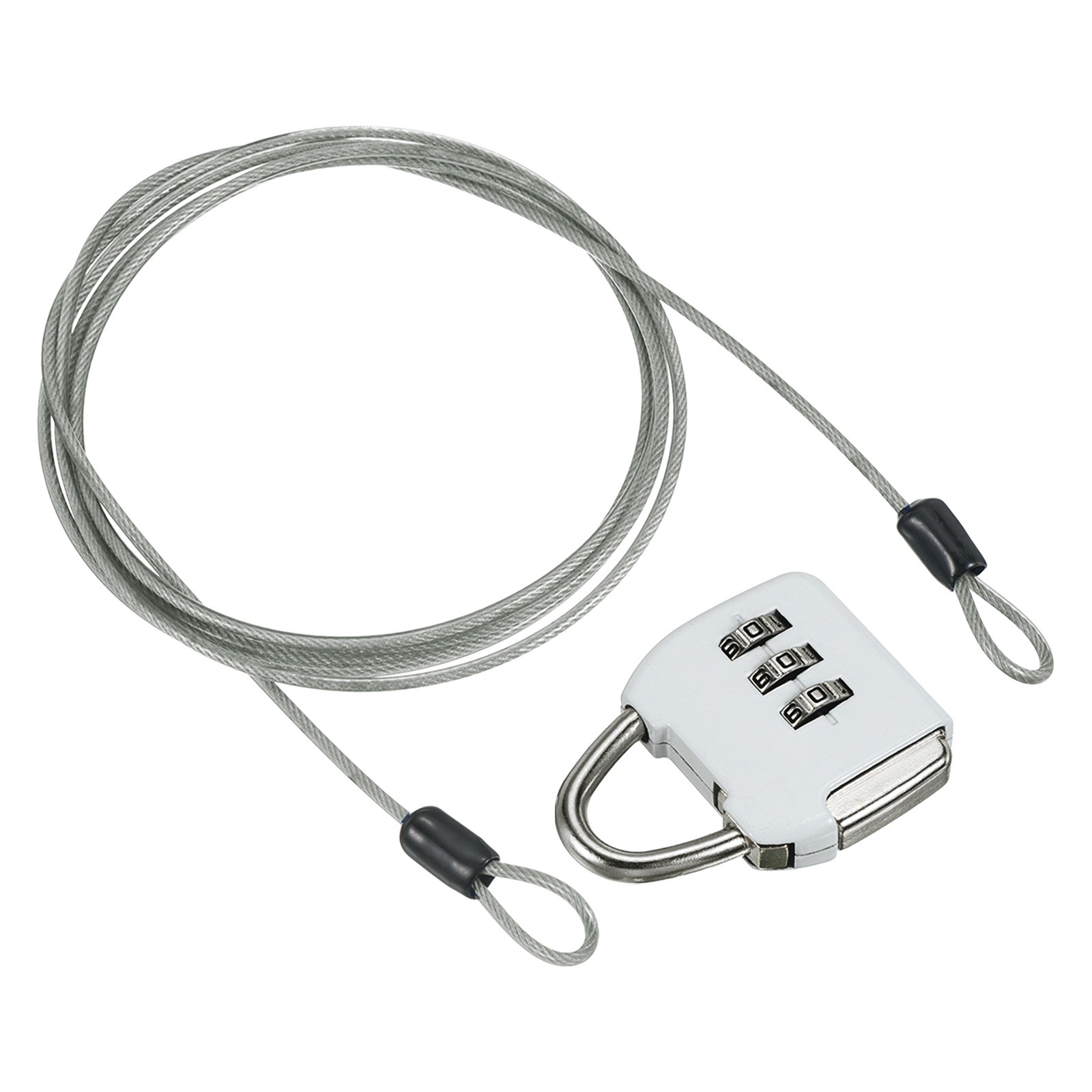 1Set 3Digit Combination Padlock Steel Security Cable 6.6ft Lock Clear