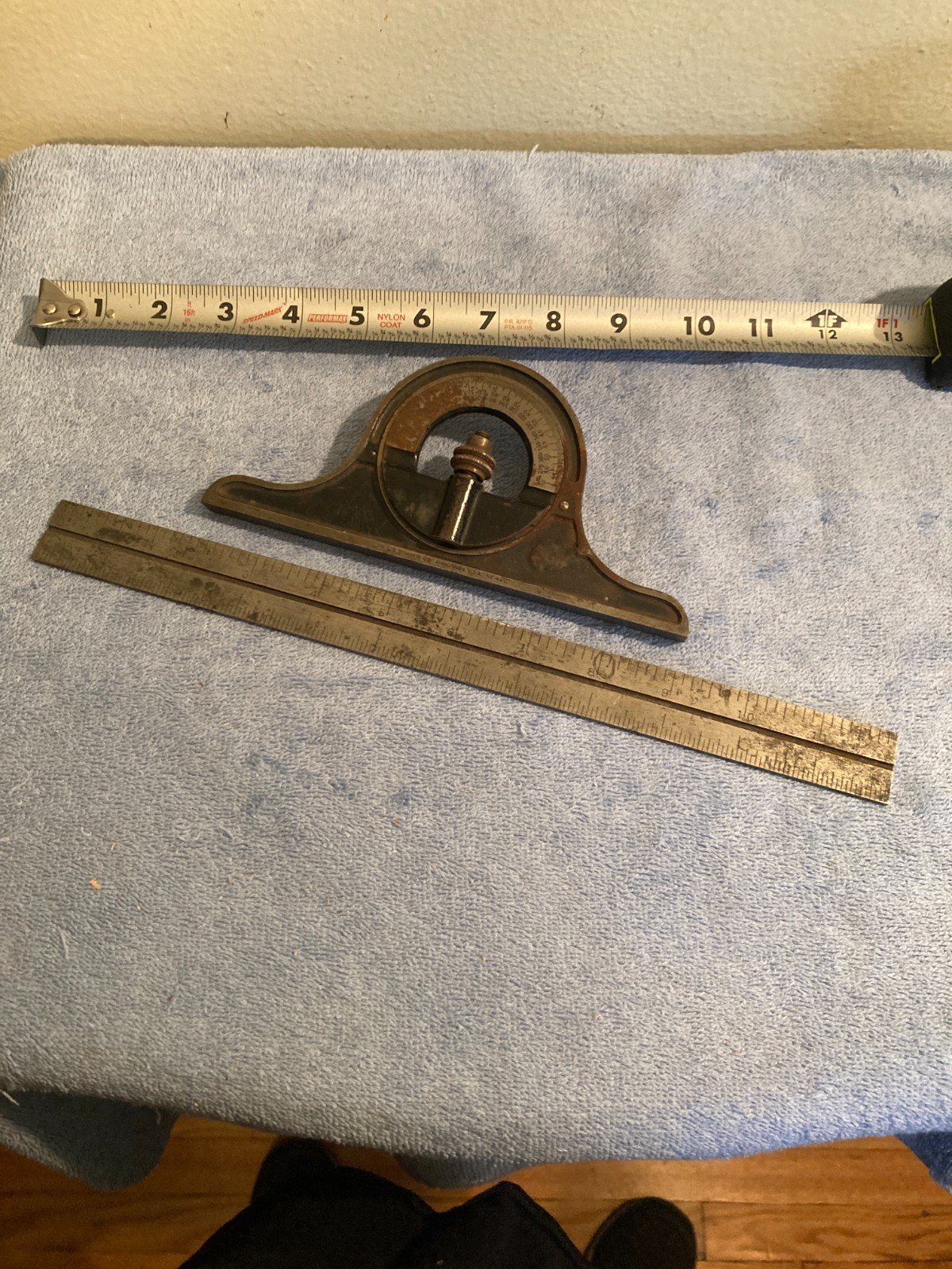 VINTAGE LS STARRETT 492 PROTRACTOR & RULER BUBBLE LEVEL MACHINIST TOOLS READ