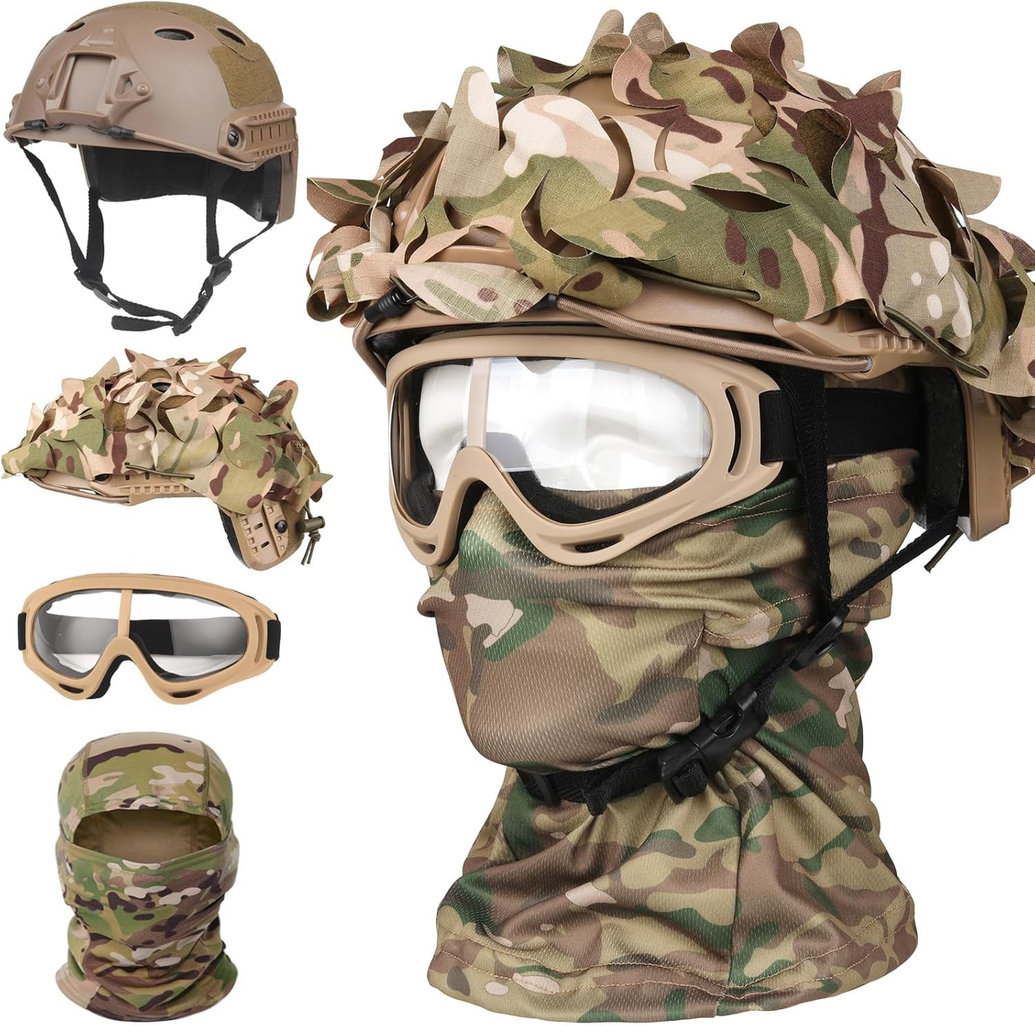 Airsoft Helmet,Black Tactical Helmet with Airsoft Accessories,Tactical Airsoft G