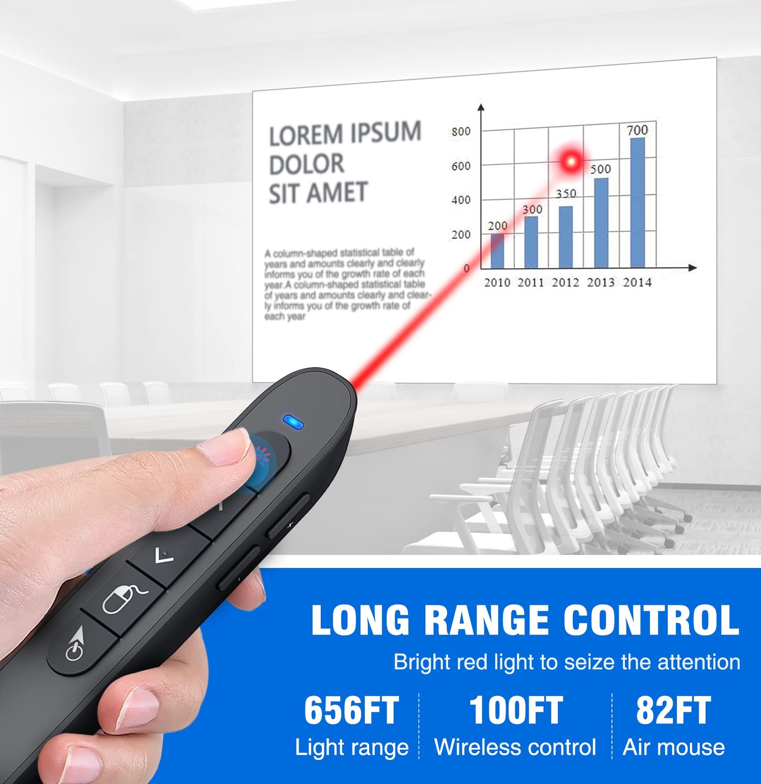 Wireless Presentation Remote Clicker Rechargeable Air Mouse PPT Pointer