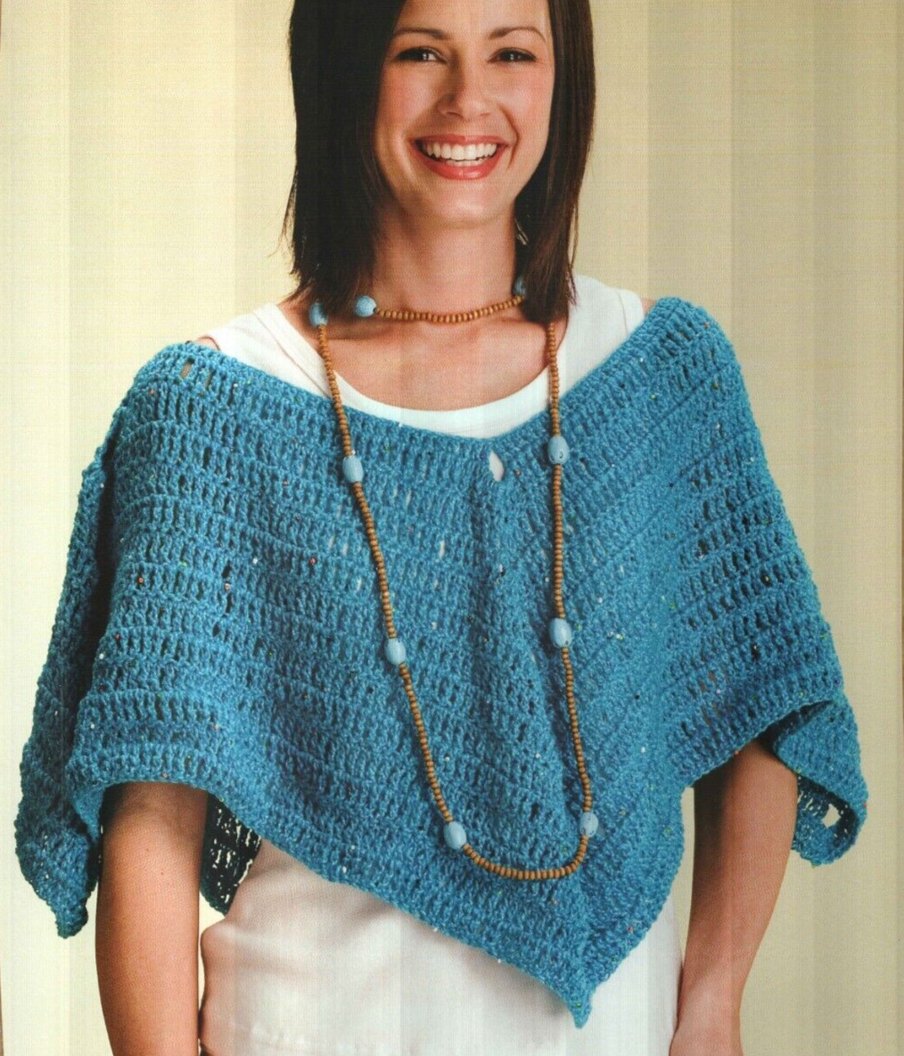 PEEKABOO PONCHO 3 SIZES WOMEN'S CROCHET PATTERN INSTRUCTIONS