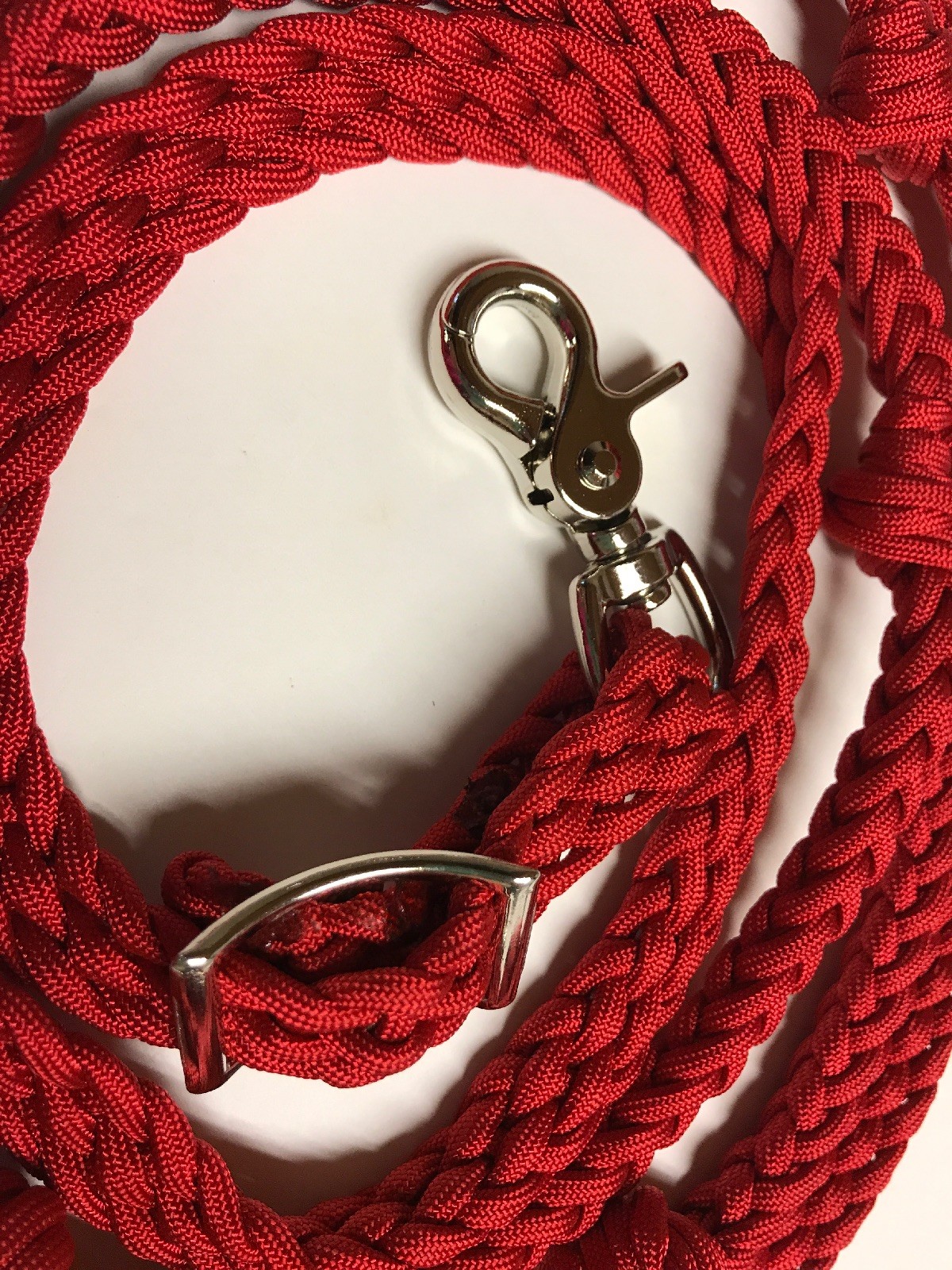 red paracord barrel reins with grip knots