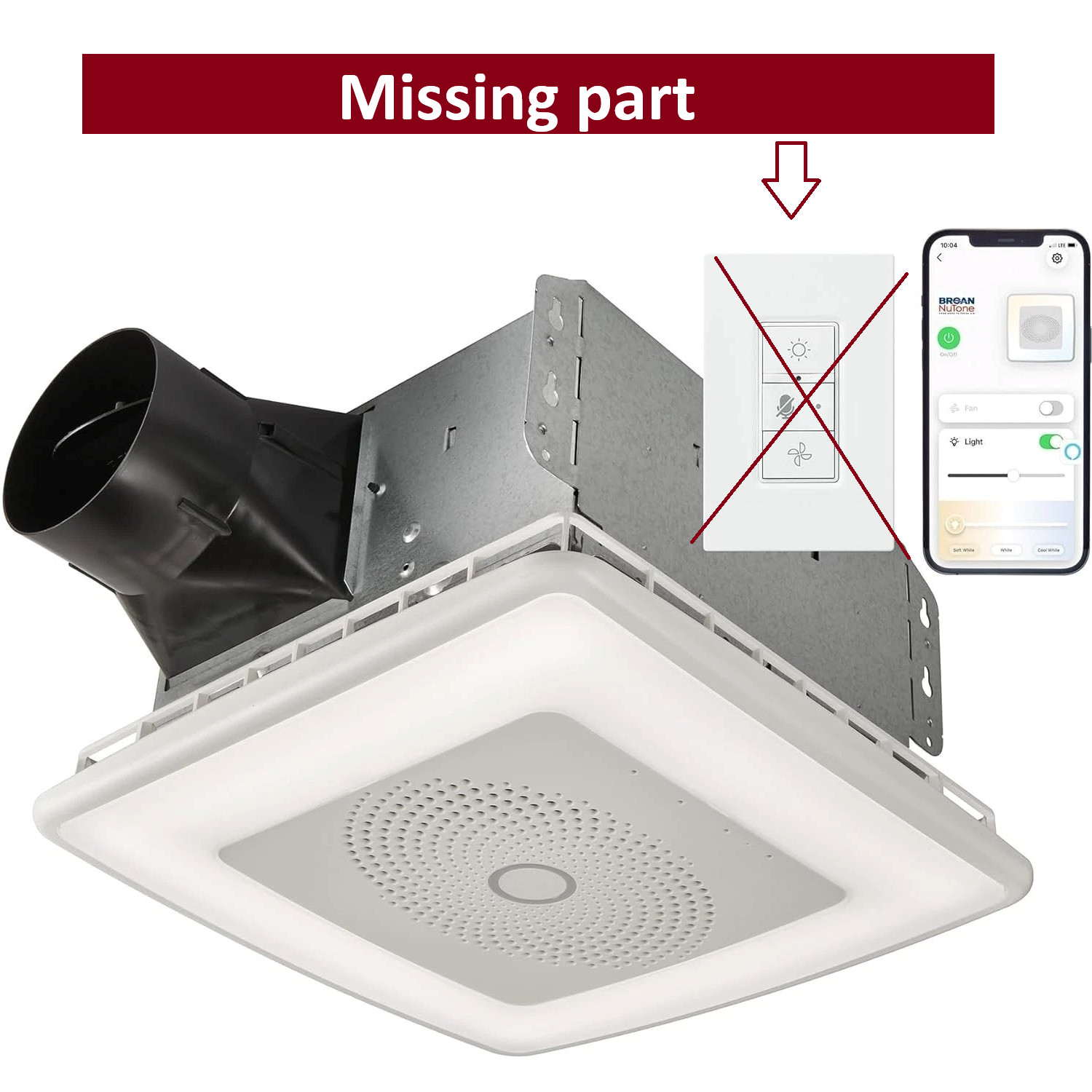 Broan Sensonic Voice Controlled Smart Exhaust Fan w/ LED Light VC110CCT
