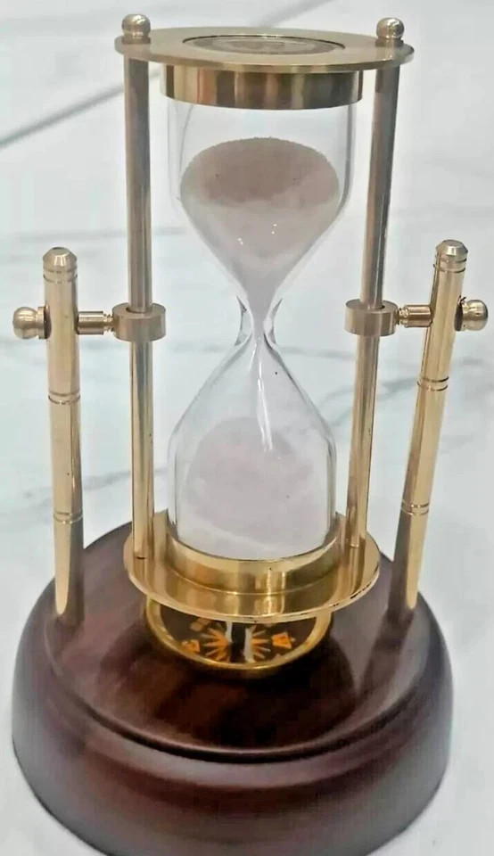 Vintage Brass Hourglass Sand Timer Nautical Maritime Decor Antique Sand Clock