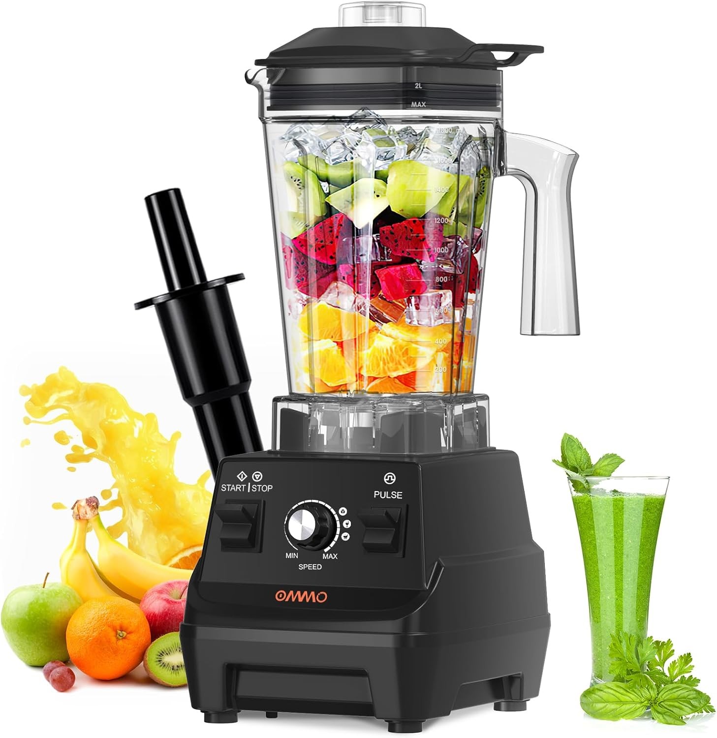 1800W High Speed Blender 60oz Stainless Steel Blades Smoothies Shake Ice Fruits