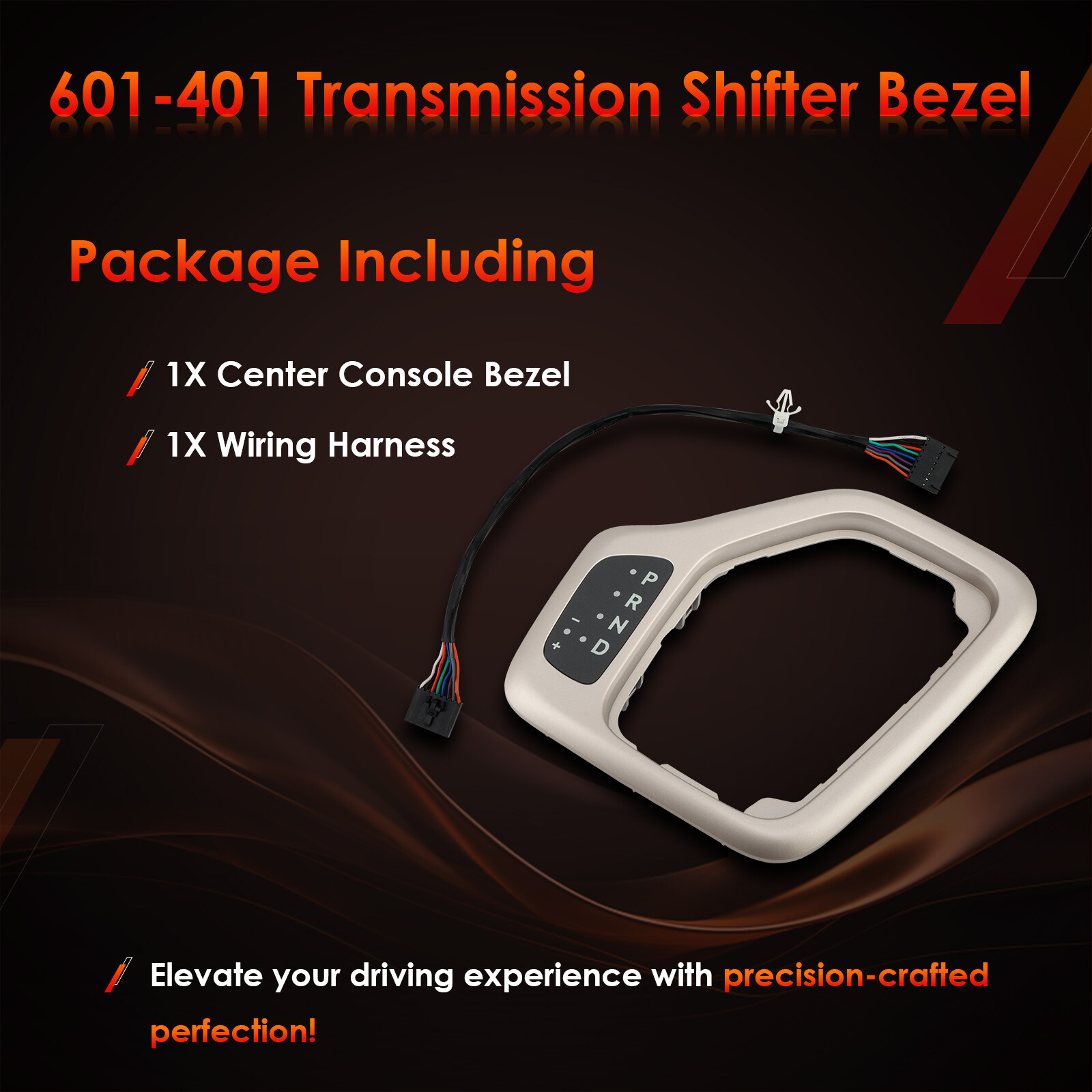 Gold Transmission Gear Shifter Bezel w/ Harness For 2014-2018 Jeep Cherokee KL