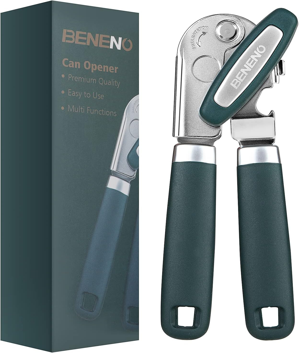 Heavy Duty Hand Can Opener Manual with Magnet, Durable Sharp Carbon Steel Blade