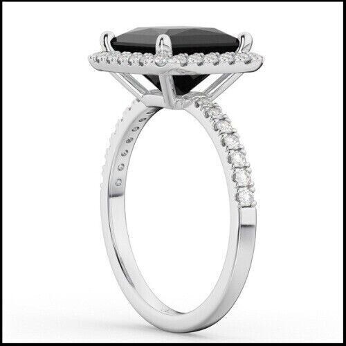 Lab-Created 3.80 Ct Princess Cut Black Diamond Engagement Ring 925 Silver
