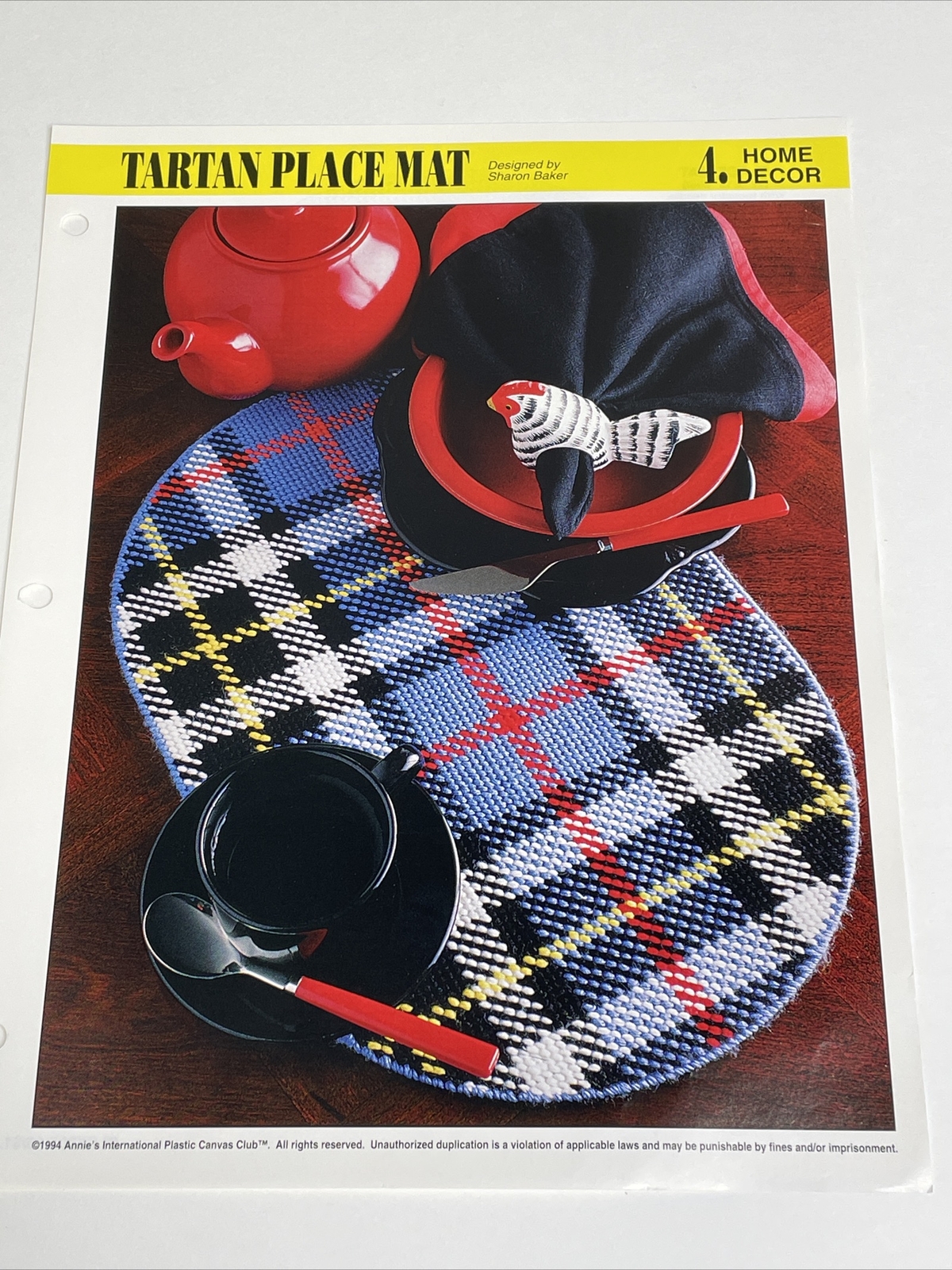 Annie's Attic Tartan Place Mat Plastic Canvas Pattern