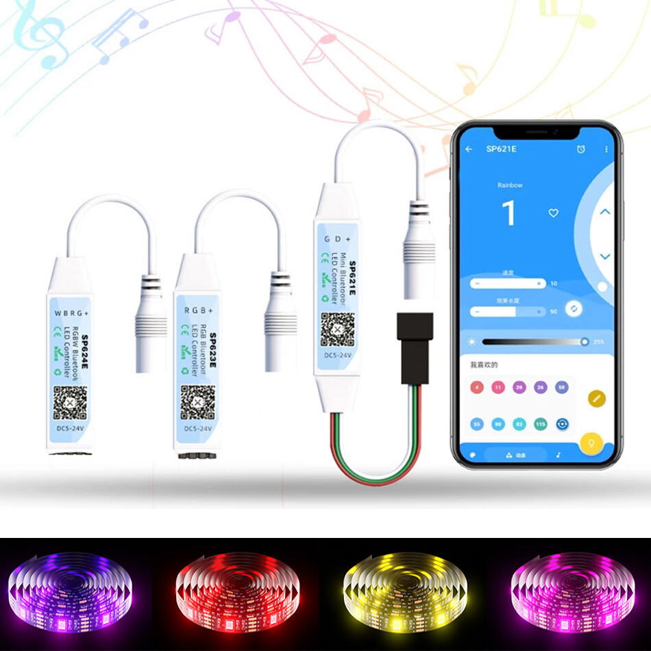 WS2812 RGB LED Strip Smart APP Controller SP623E SP621E Bluetooth-compatible
