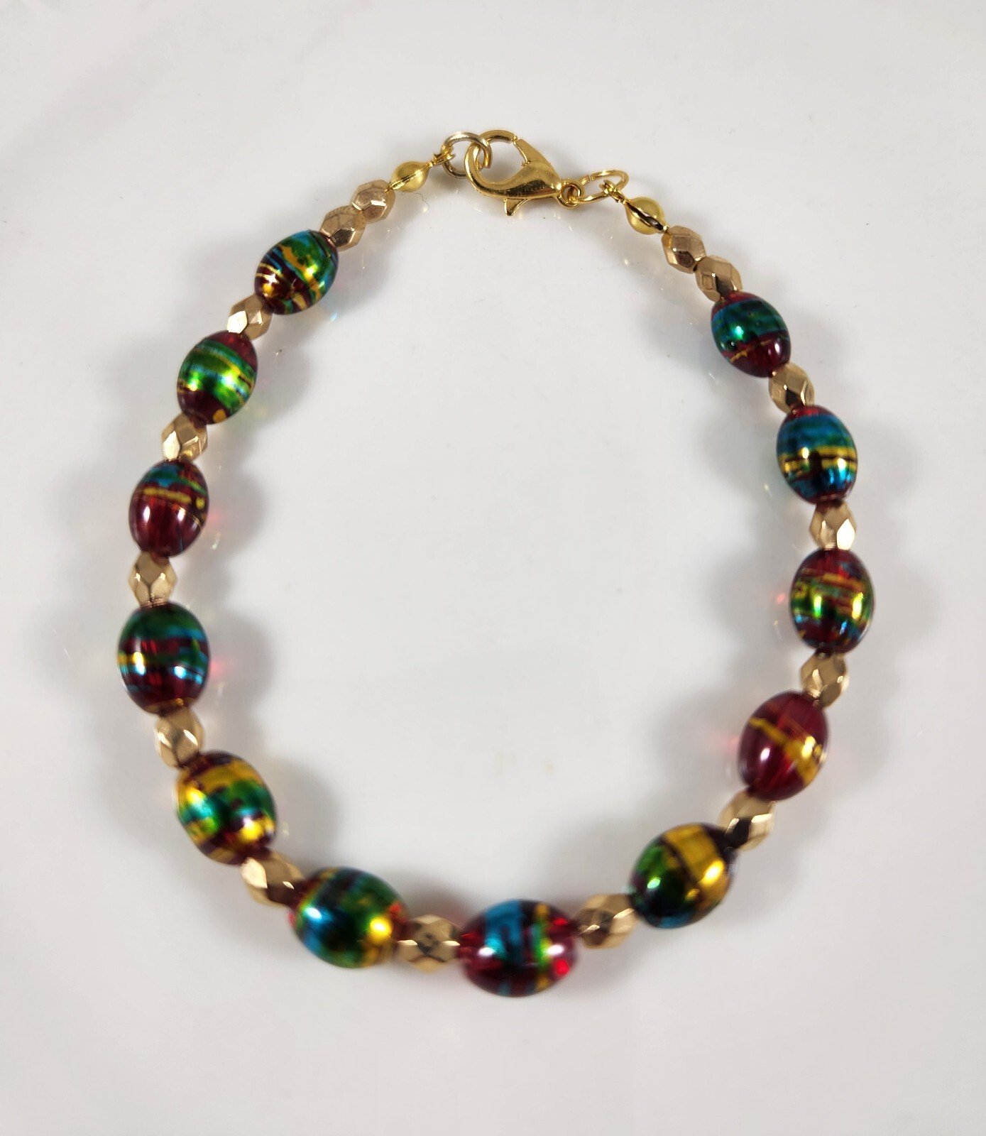 Red Glass Bead Bracelet, Handmade Bracelet, Handmade Jewelry