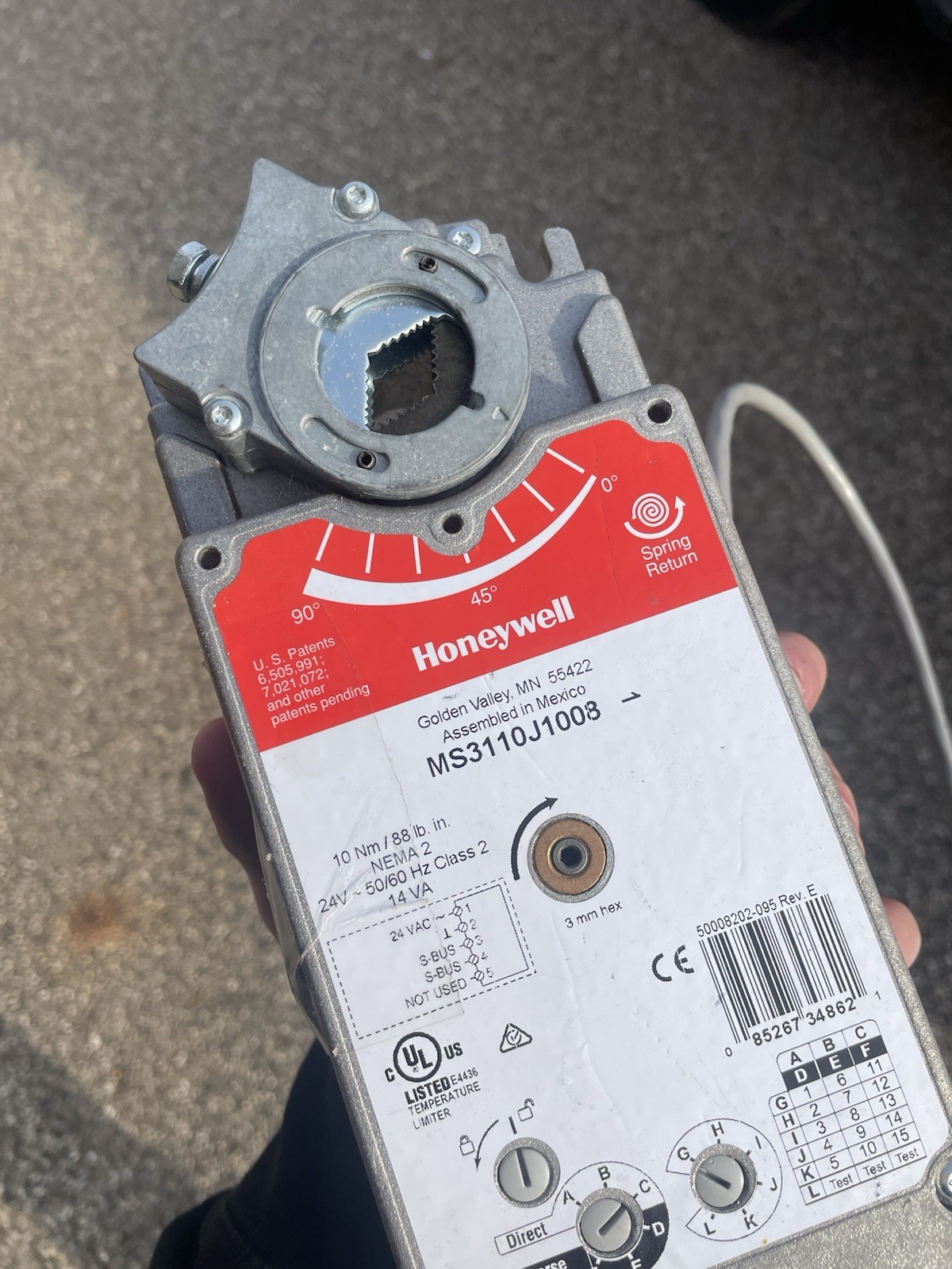 Spring Return 44 lb-in. 10 Nm Direct Coupled Actuator Model MS3110J1008
