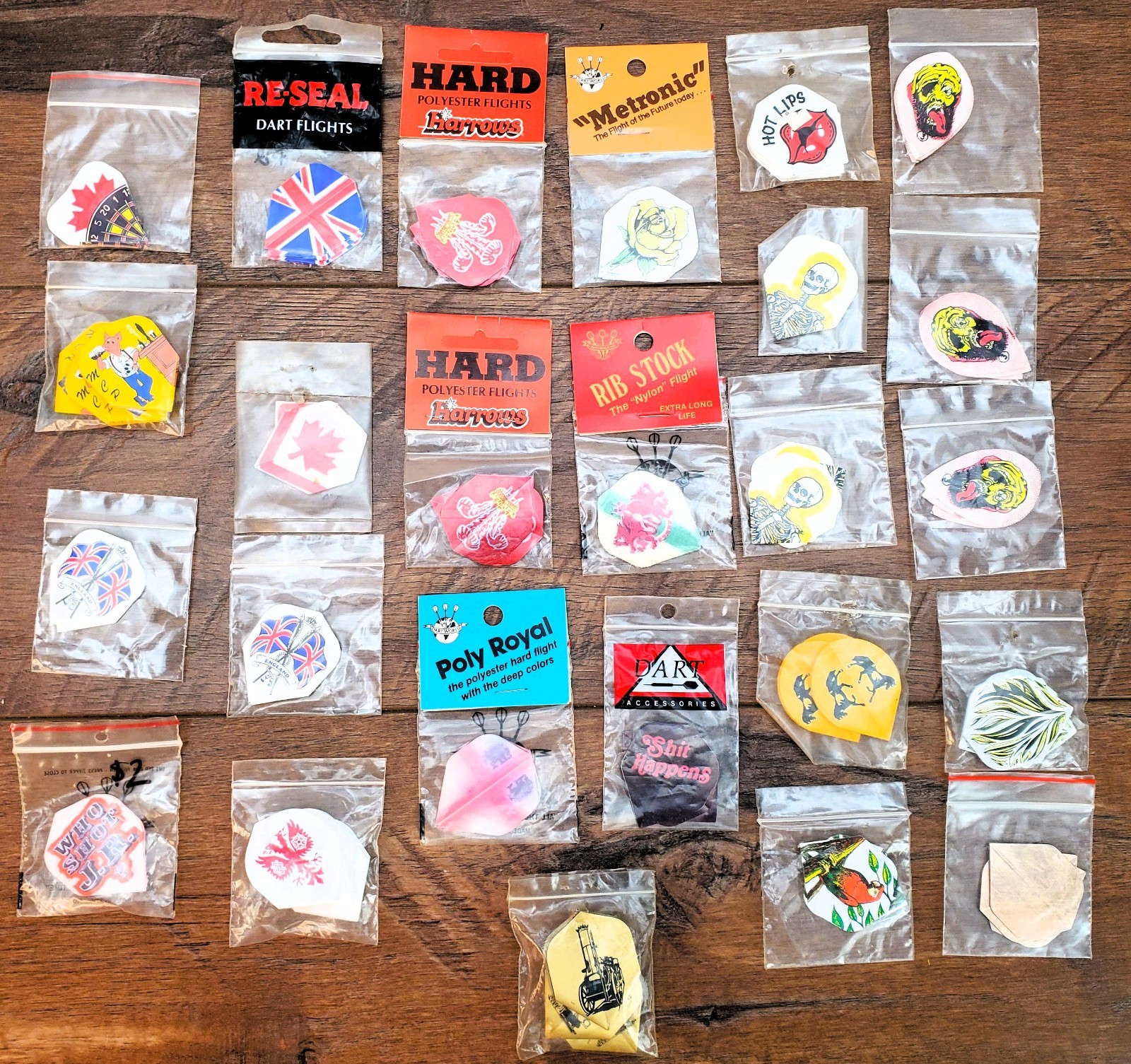 Vintage Mixed Lot of 25 Dart Flights NOS Re-Seal Harrows Metronic Poly Royal