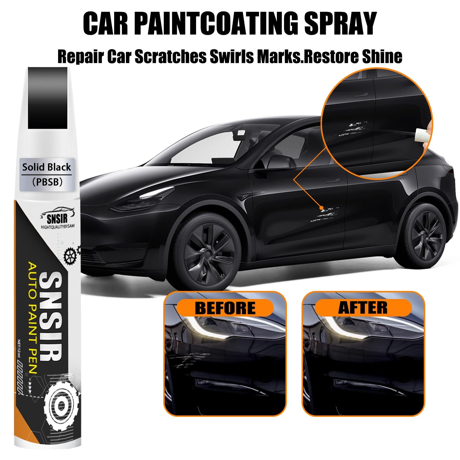 Car Touch up Paint(Solid Black(PBSB)) Compatible with Tesla Model Y/3/X/S, Ca...