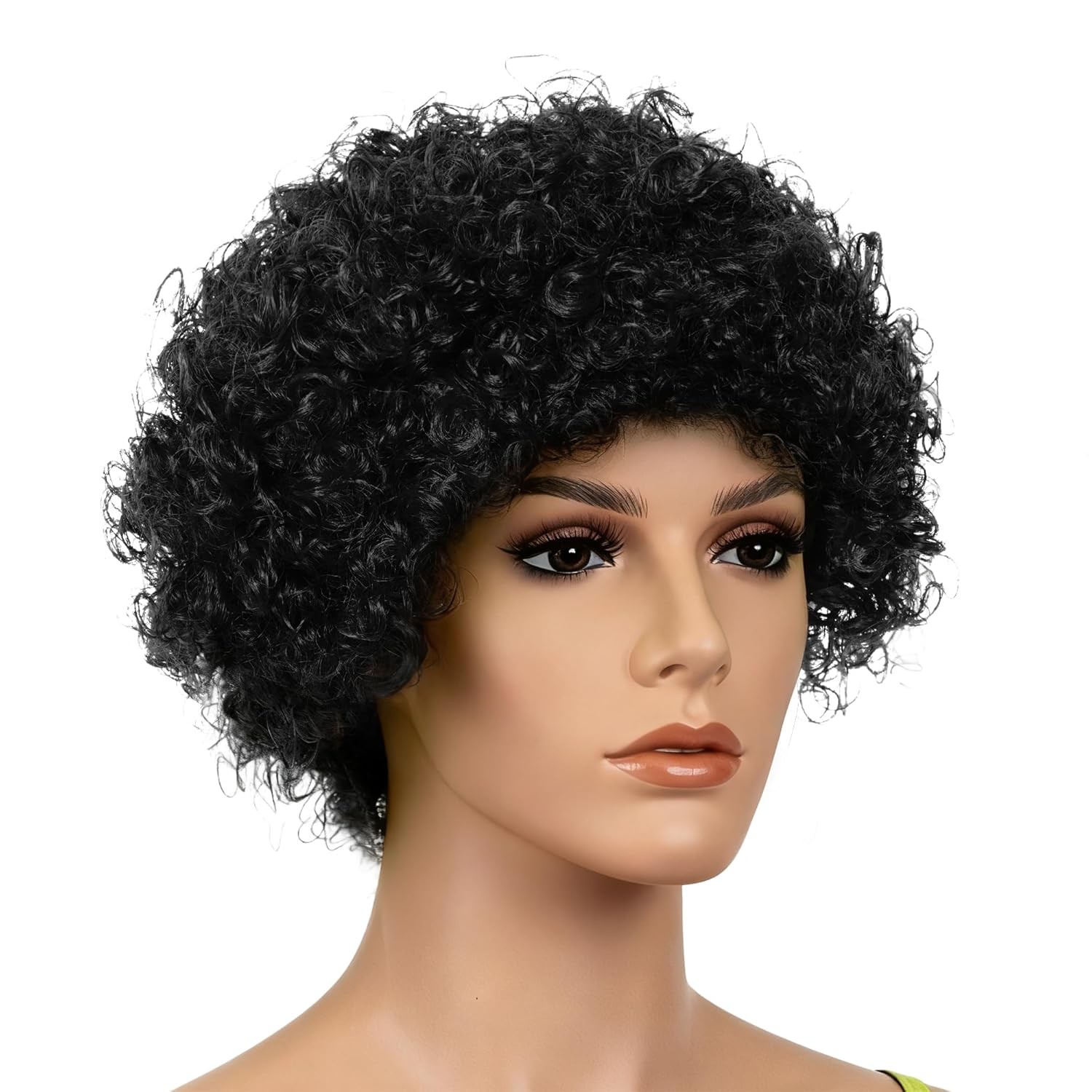 jiebor Short Curly Afro Hair Funny Clown Hippie Wig for Men Women Black