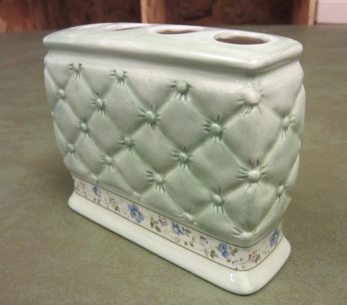 Laura Ashley Spring Bloom Green Floral Toothbrush Holder