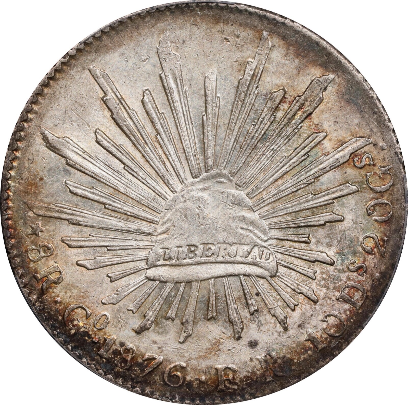 MEXICO GUANAJUATO  1876-GoFR 8 REALES UNCIRCULATED COIN, PCGS CERTIFIED MS61