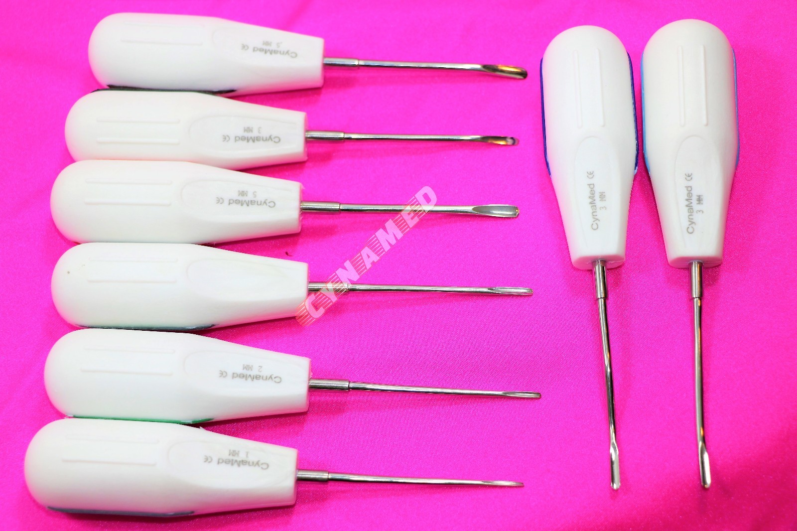 Dental Luxating Elevator Tooth Extraction Tools 8 Pcs, Straight Curved & Angled