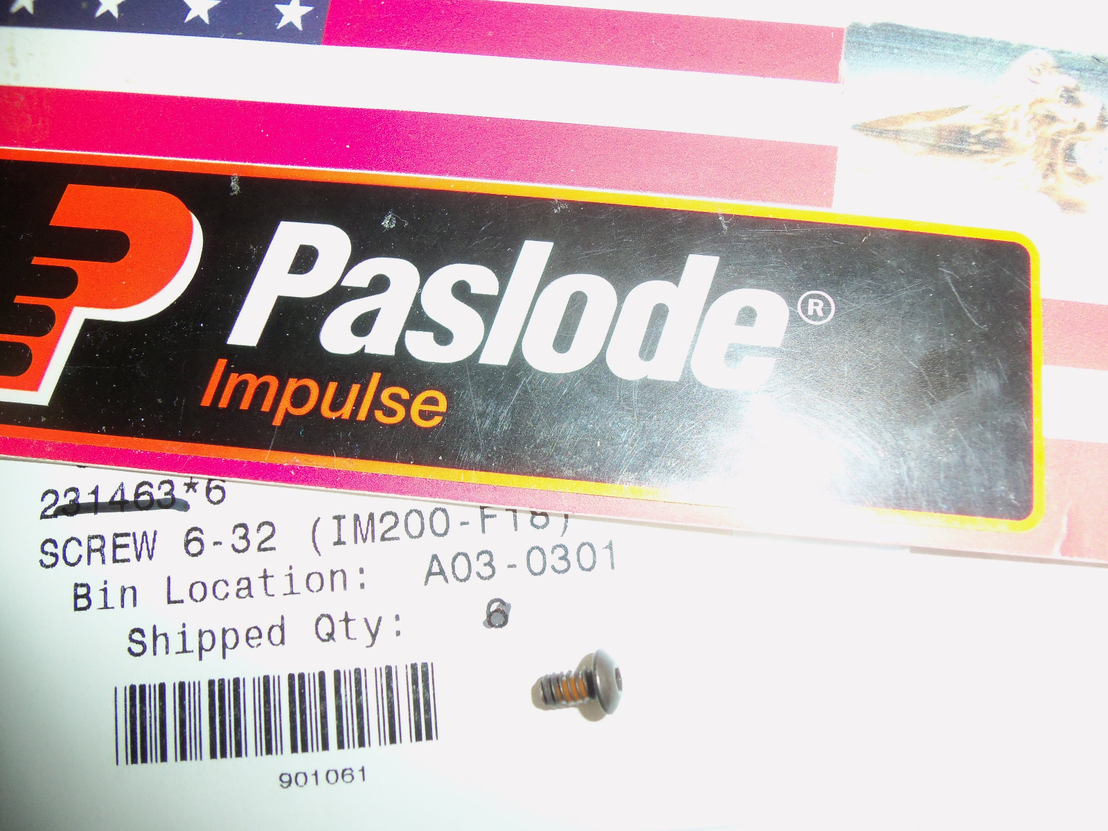 Paslode  Part # 901061 Screw 6-32 x 3/16 BH