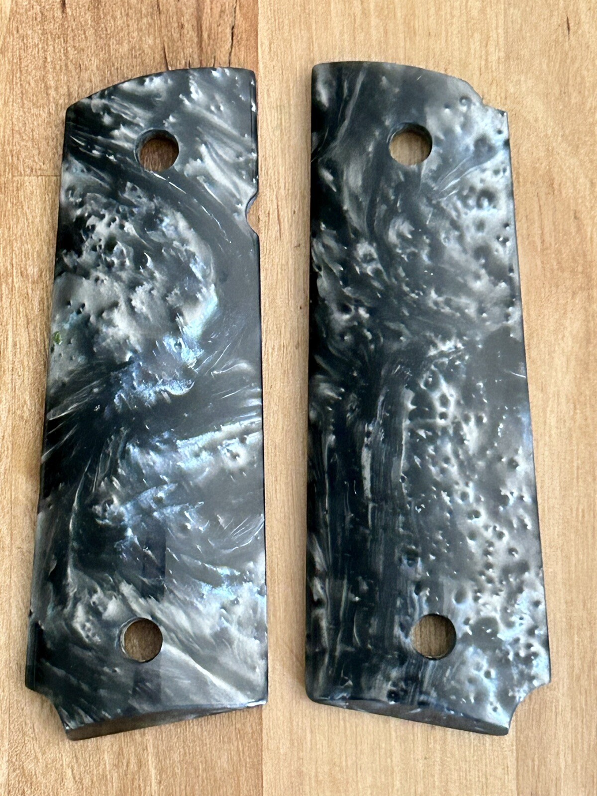 Black MOTHER OF PEARL Polymer Resin Set Of PISTOL GRIPS For Colt 1911