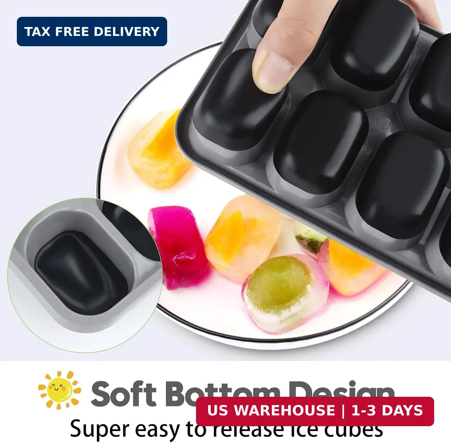 Ice Cube Tray 4 Pack, Easy-Release & Flexible 56 pcs Silicone Ice Cube Trays wit