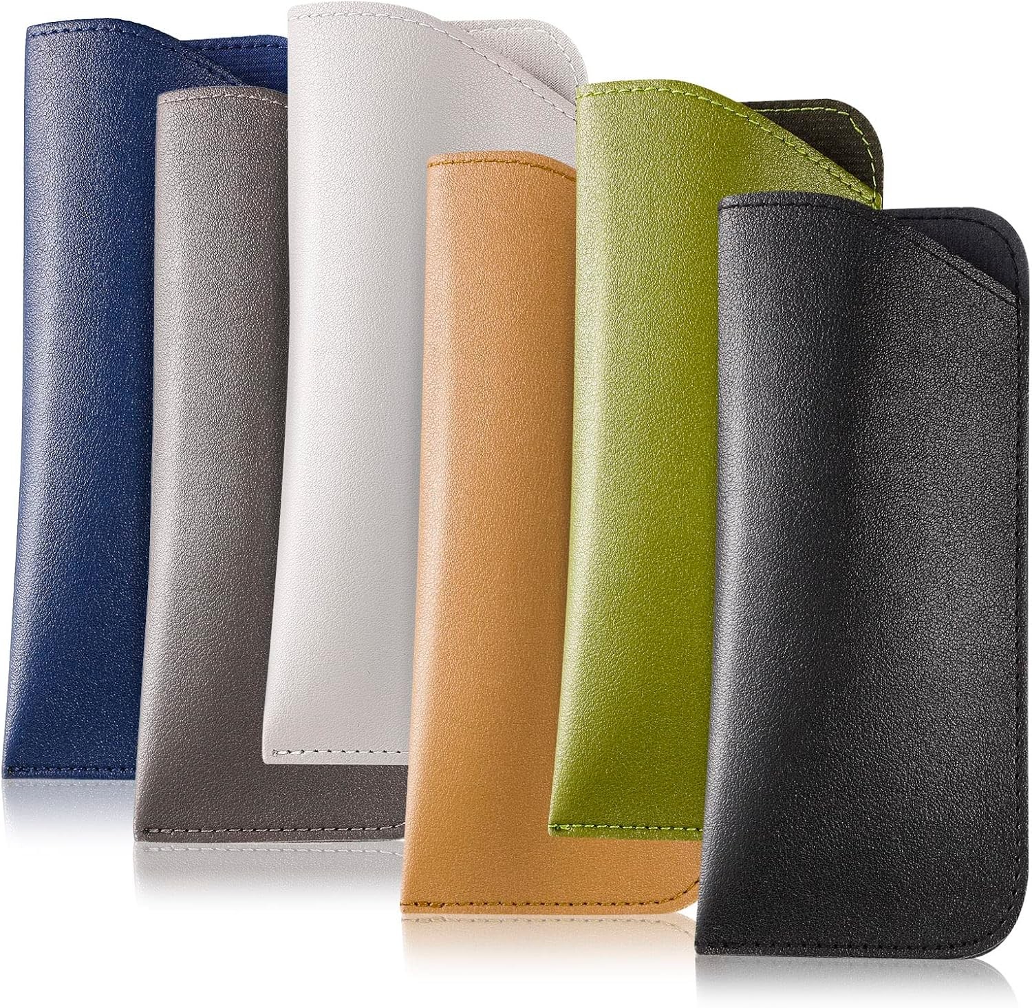 CREPUSCOLO 6 Pack Soft Glasses Cases, Leather Eyeglass Cases Travel Glasses Case