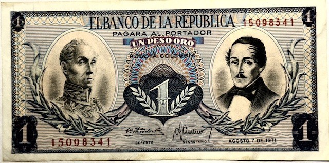 COLOMBIA - Un Peso Oro - 1971 - Pick-404e - Crisp Uncirculated - FREE USA S&H!