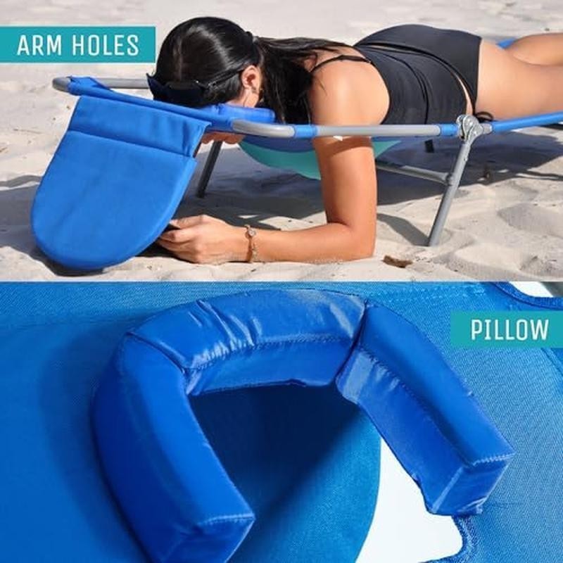 Portable Reclining Beach Chair Adjustable Support Outdoor Tanning Pool Use