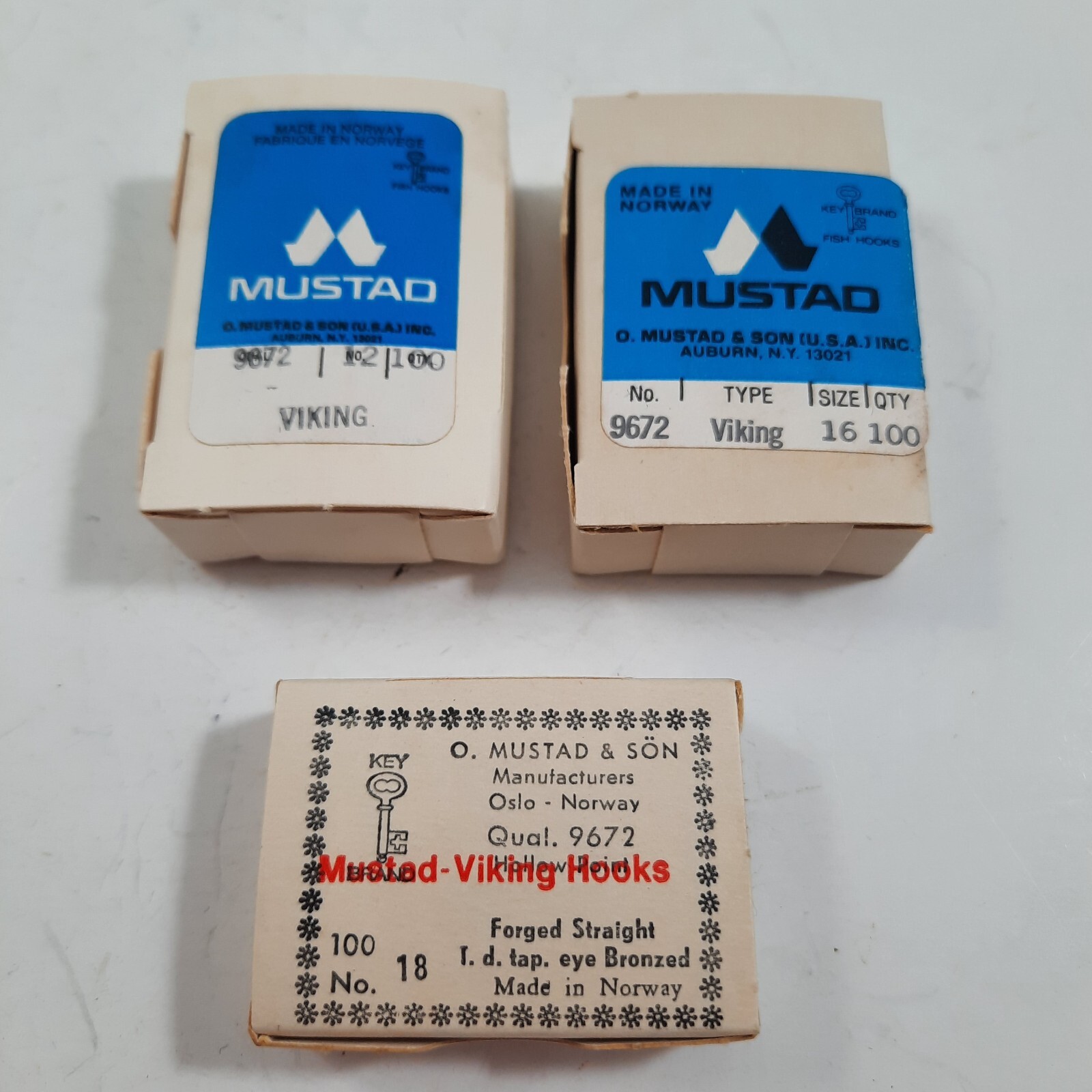 MUSTAD 9672 Fly Hooks size 12, 16 & 18 3X Long Shank Hooks NIB
