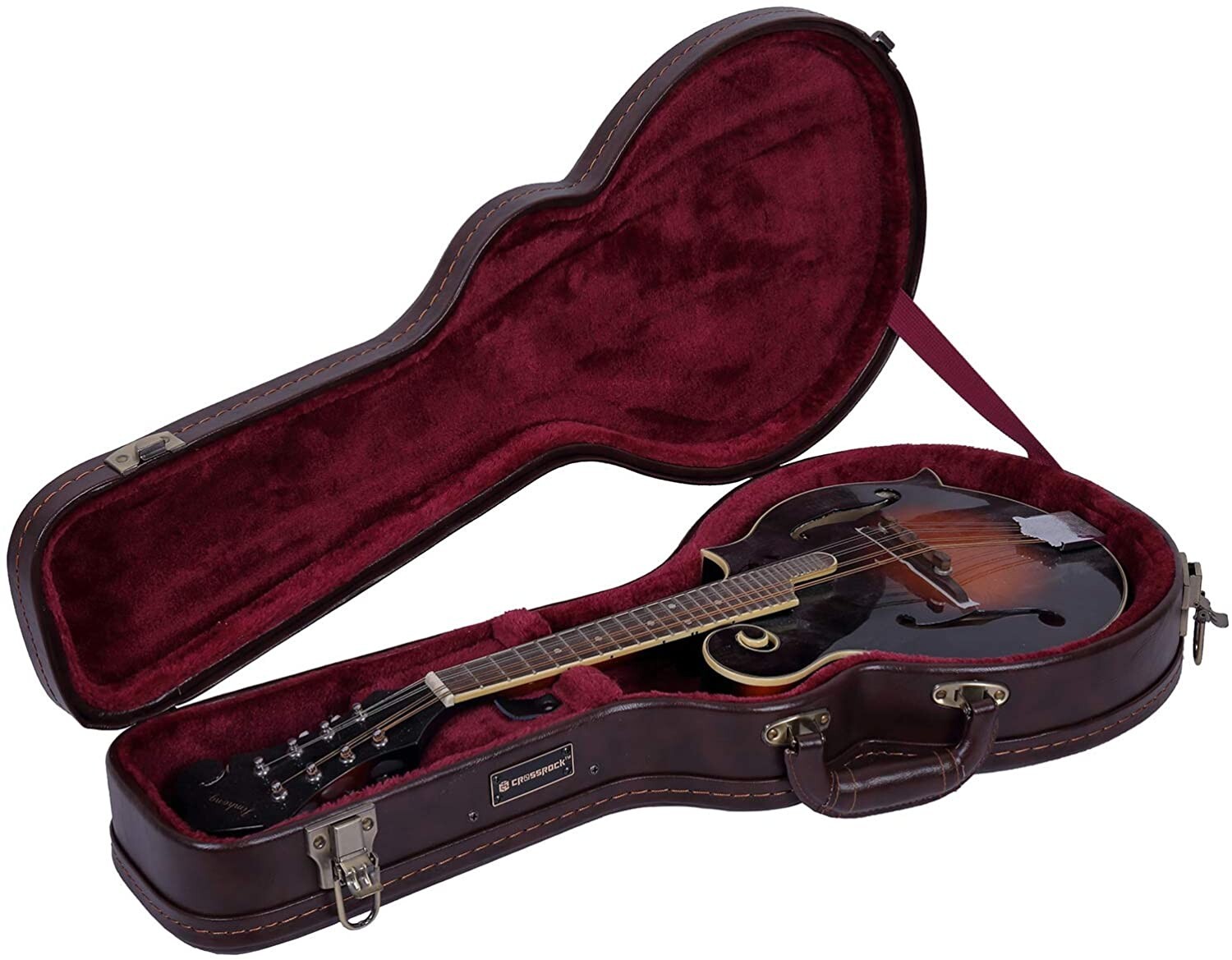 Crossrock F-style Mandolin Case, Heavy Duty F body Madolin Hard Case, Brown