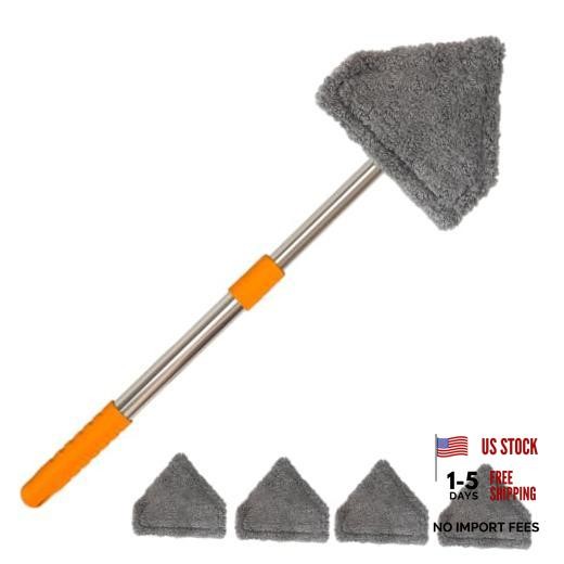 Windshield Cleaner Tool - Car Window Squeegee with 4 Reusable Microfiber Pads