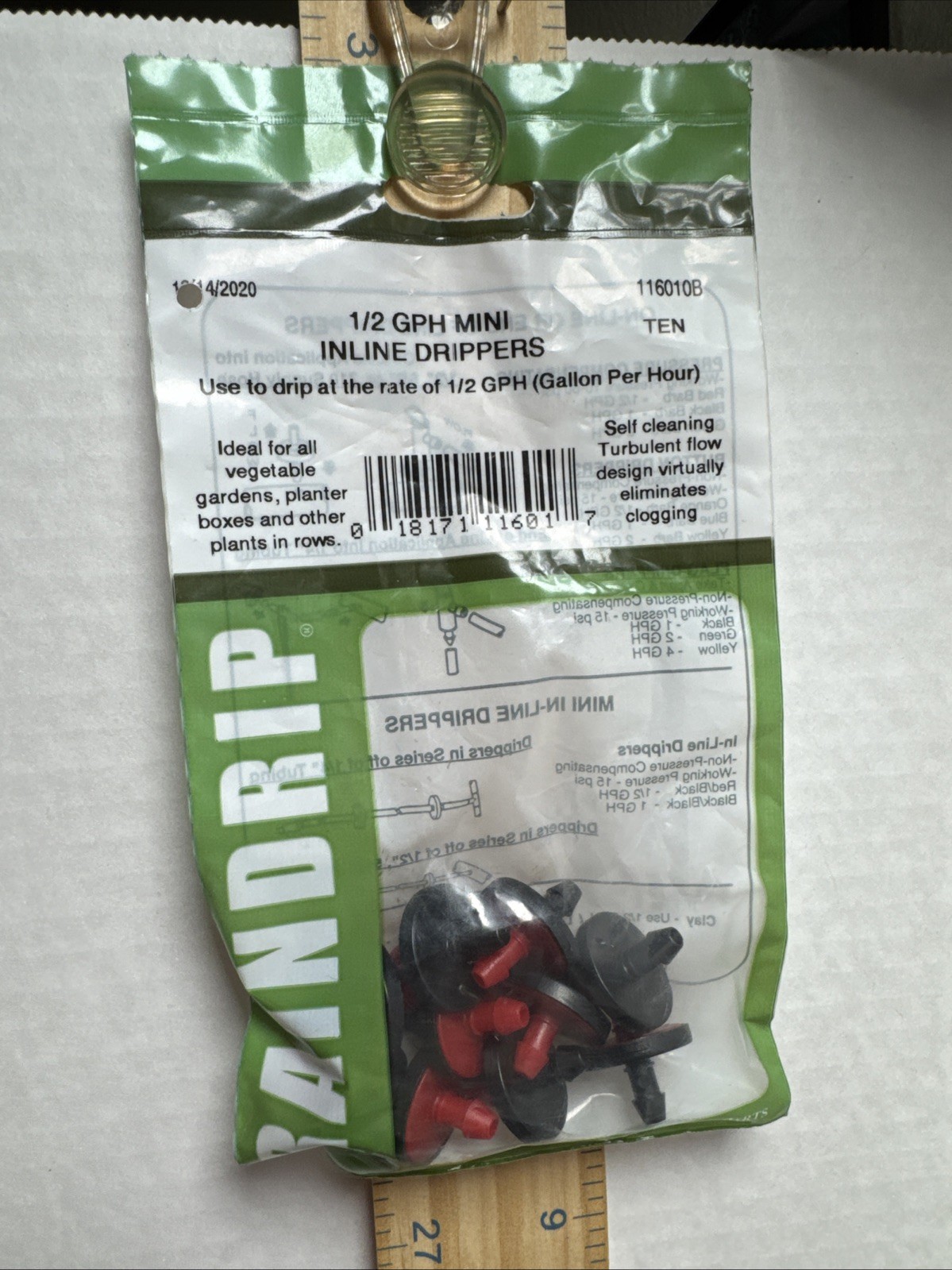 1 (10-Pk) Raindrip Spot Drip Irrigation Mini In-Line Drippers 1/2 GPH 116010B