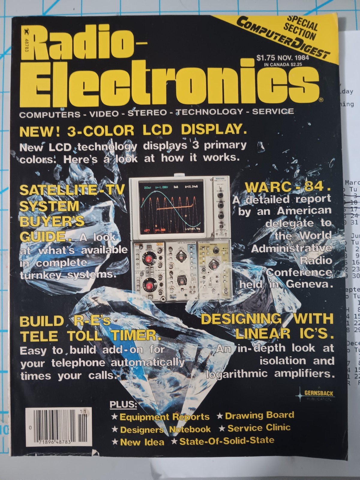 Radio-Electronics Magazine Nov 1984 Vintage LCD, Satellite-TV