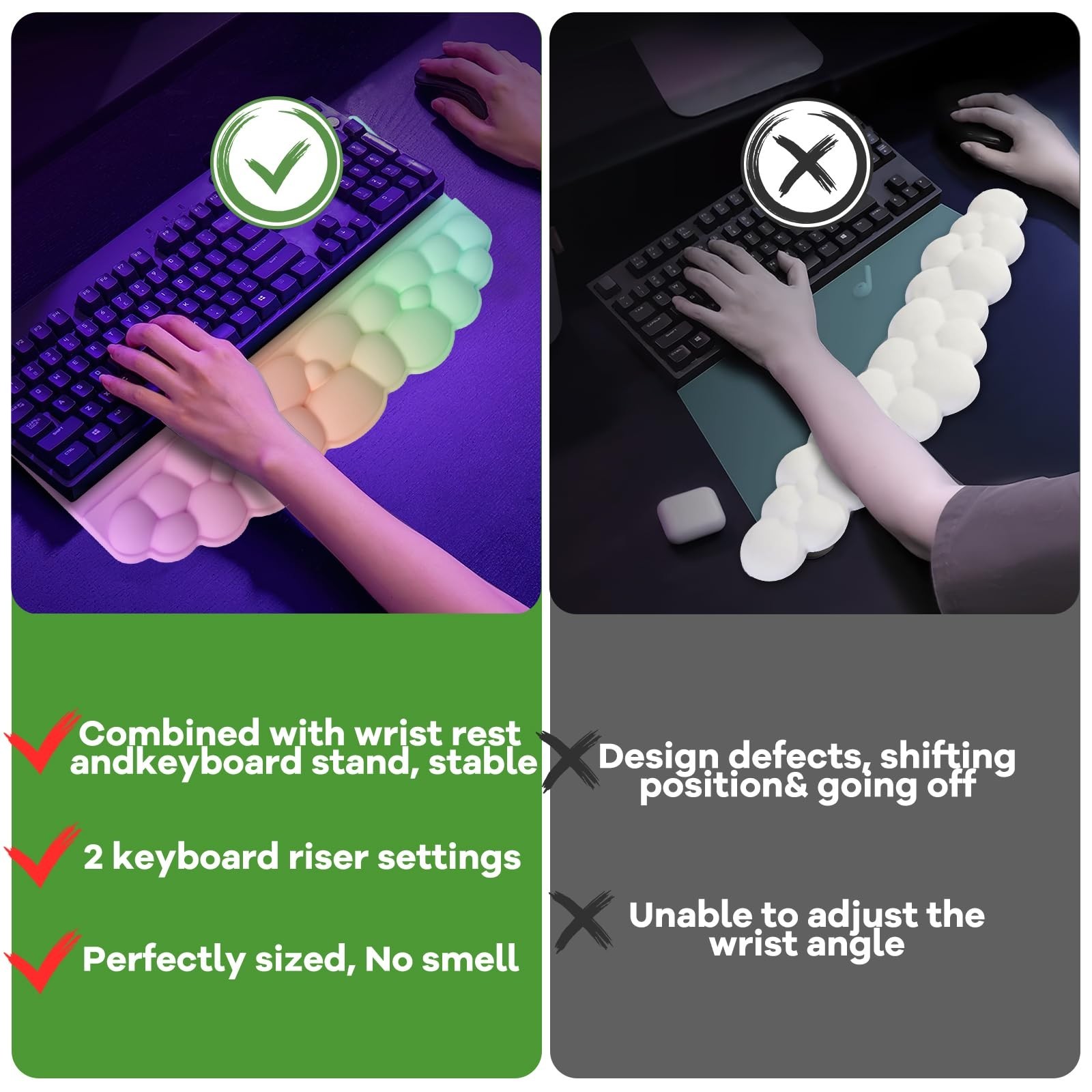 Ergonomic Wrist Rest for Keyboard, Soft Memory Foam Cloud Keyboard Stand Pad ...