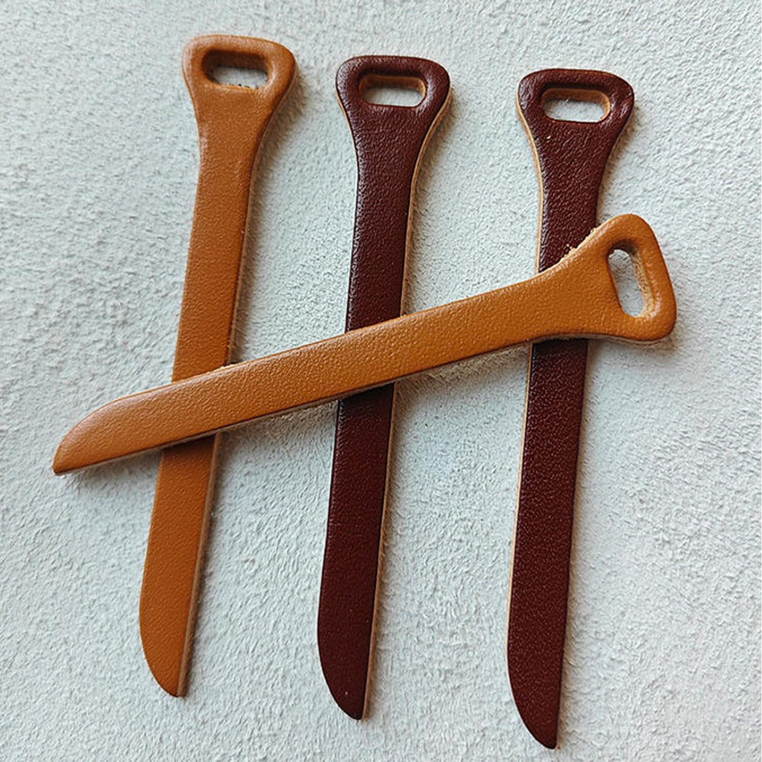 Arrerr 6 Pack Zipper Pulls Replacement Handmade Cowhide Leather Zipper Pull Tab