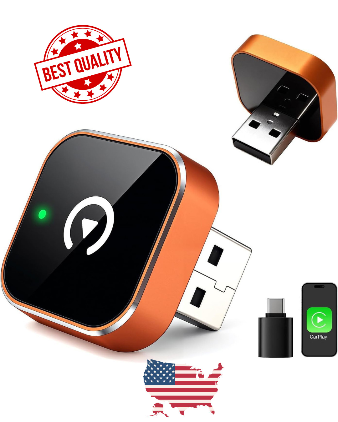 Wireless CarPlay Adapter for Apple CarPlay Plug Play Fast Stable Connection