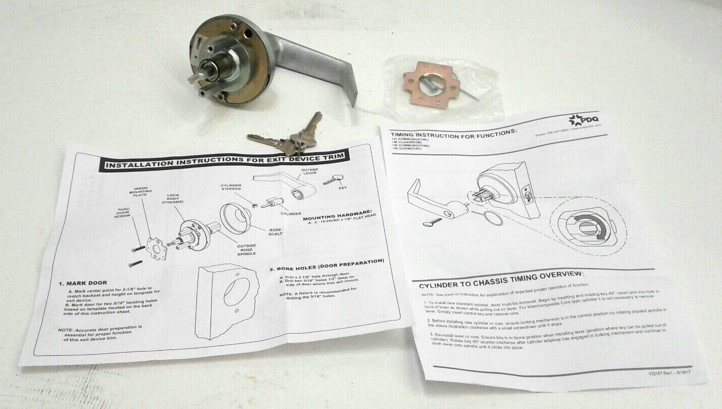 PDQ 42 SEC PHL Classroom 626 Lever Handle Exit Device Trim 4S08PHL-626DSCC