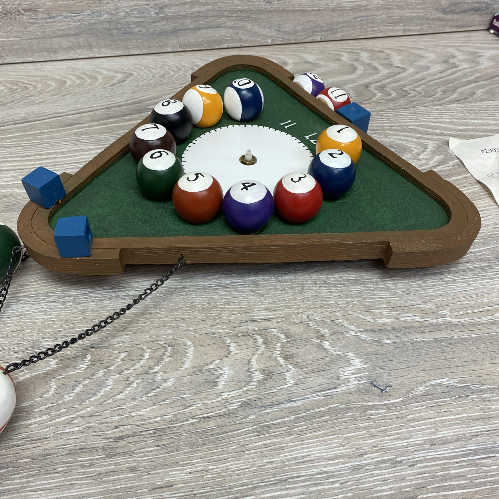 Billiards Wall Clock Pool Balls Triangle Man Cave Accent Table Game Room