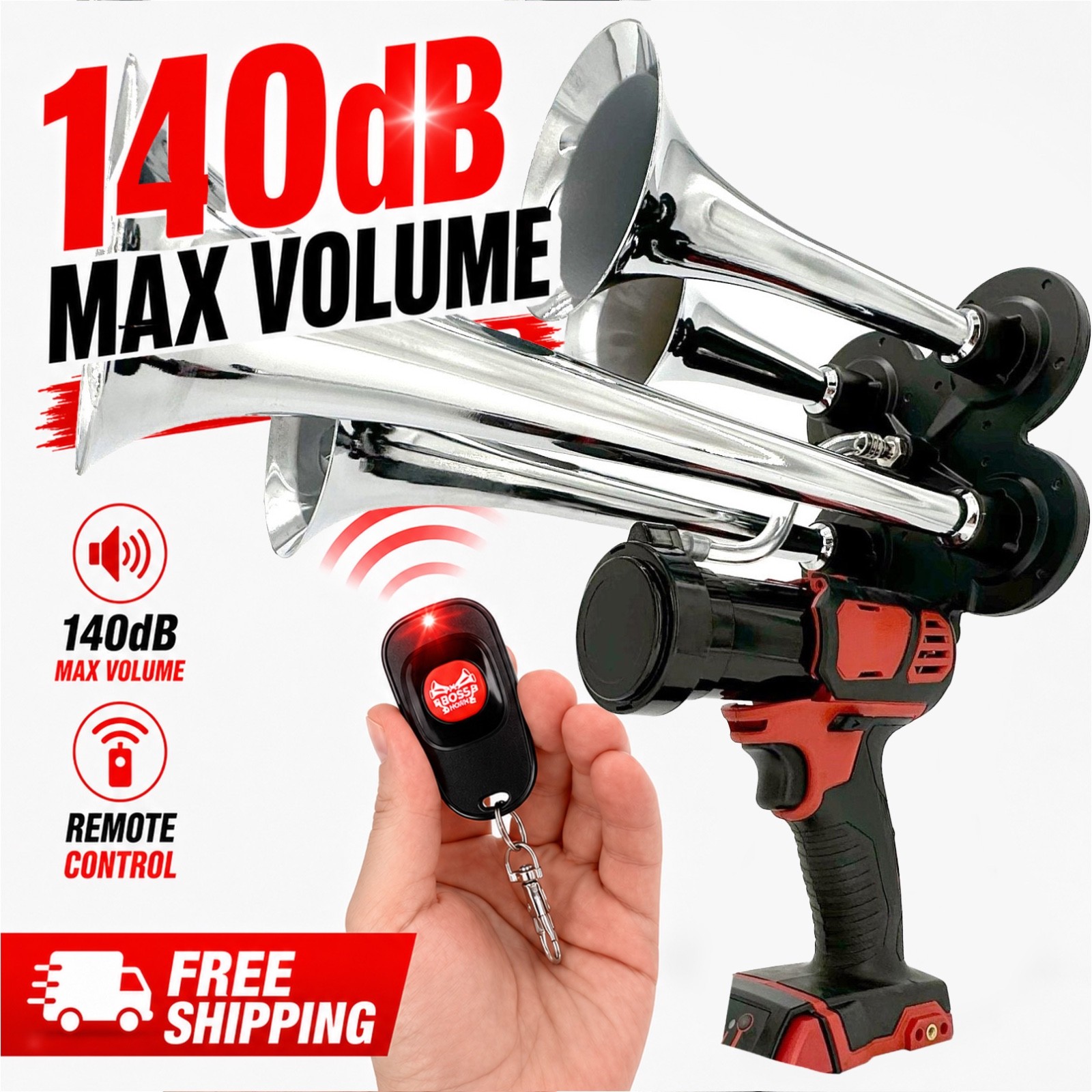 Boss Train Horn for Milwaukee® 18v Battery + Remote
