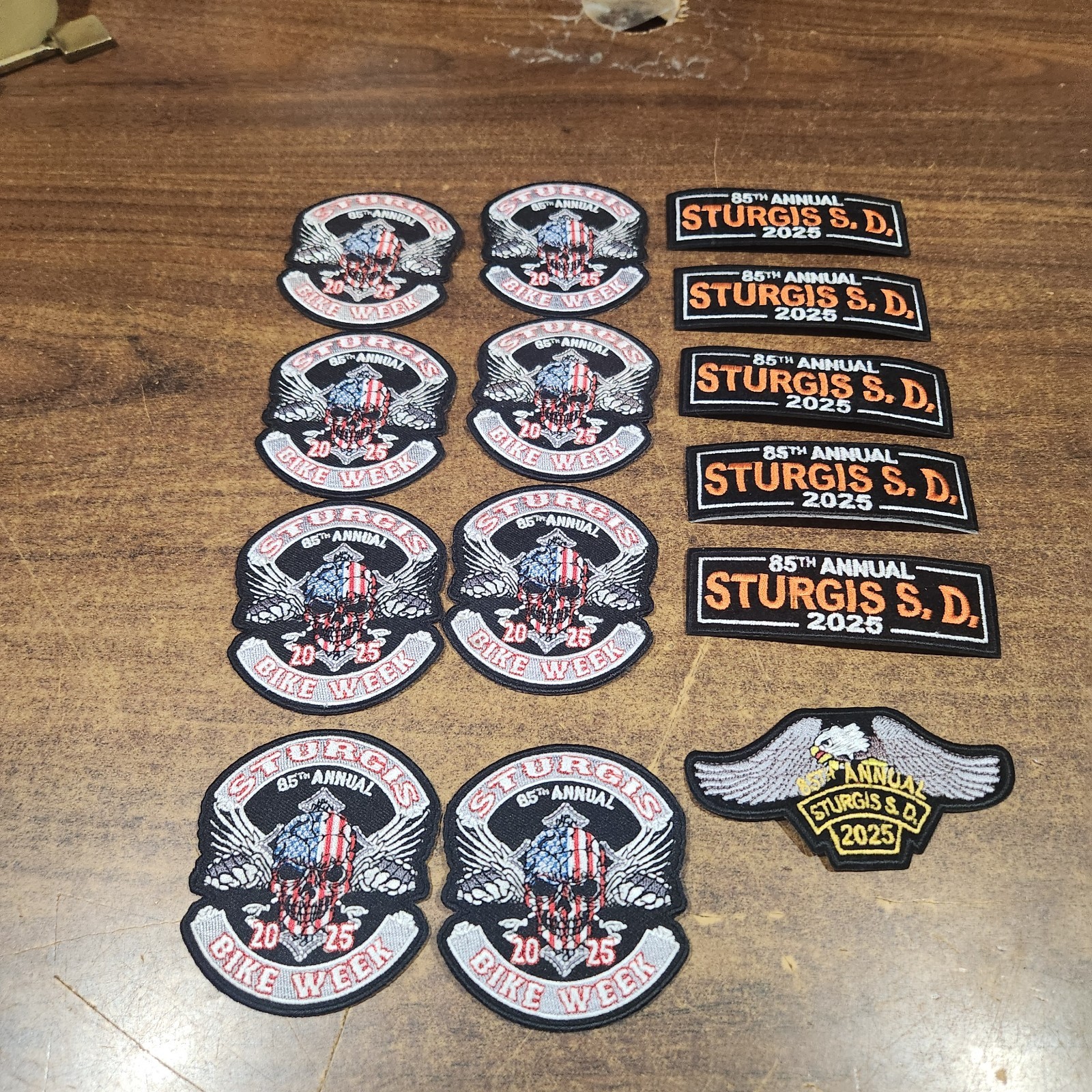 NEW 2025 STURGIS BIKE WEEK PATCH, 85TH ANNUAL SKULL PATRIOTIC LOT OF 14