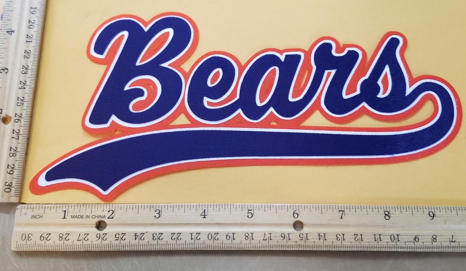 HUGE CHICAGO BEARS IRON-ON PATCH - 4.5" x 10"
