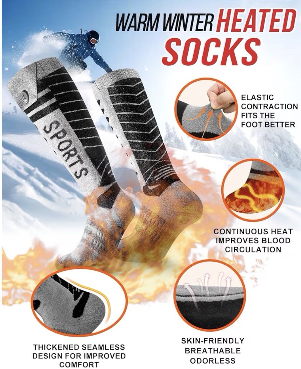 Heated Socks Unisex, APP Control, Instant Heating, 5V 5000mAh USB-C Recharge